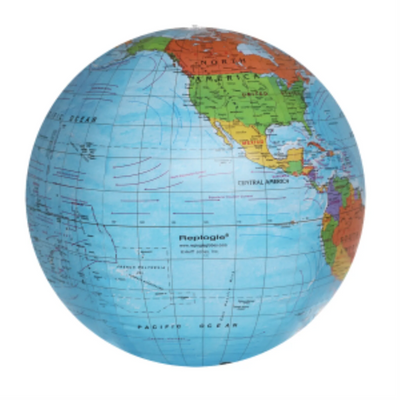 Globe Gonflable Océan Bleu 12 po/30 cm Diamètre Politique (Anglais)