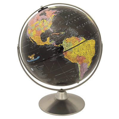 Starlight 12"/30Cm Diameter Black Ocean Desk Globe With Metal And Semi-Meridian (English)