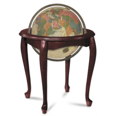 Globe de plancher antique Queen Anne de 16 po / 40,5 cm de diamètre, illuminé, plancher océanique (français)