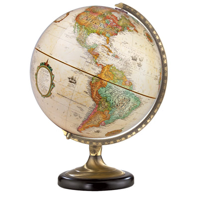 Globe de bureau antique Sierra de 12 po/30 cm de diamètre avec demi-méridien en métal (Anglais)