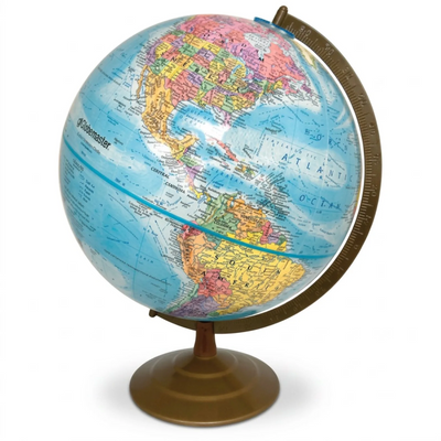Globemaster 12"/30Cm Diameter Blue Ocean Desk Globe With Metal And Semi-Meridian (English)