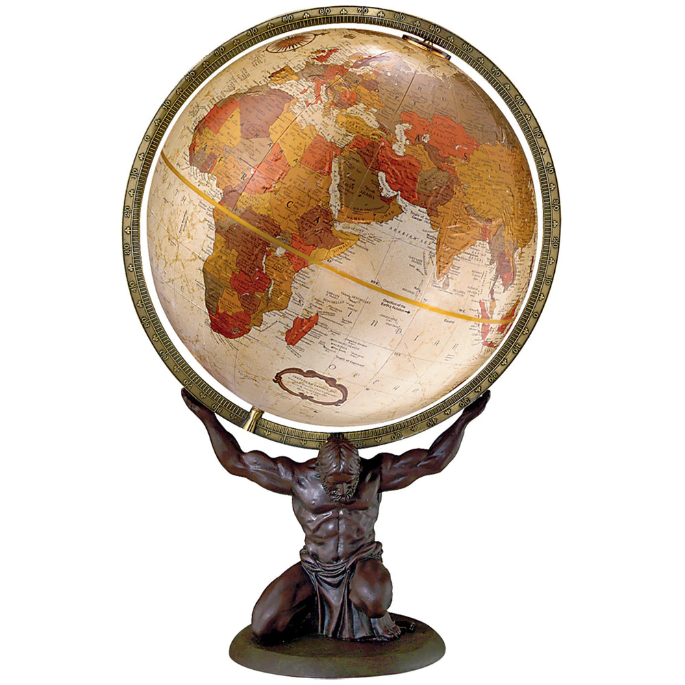 Atlas 12"/30Cm Diameter Bronze Metallic Ocean Desk Globe (English)