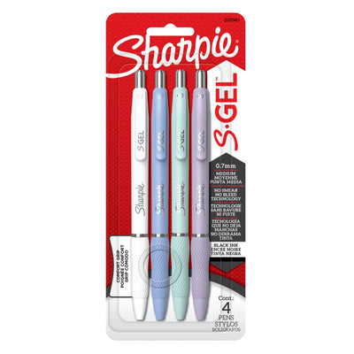 Sharpie S-Gel, Couleurs Tendance, Pointe Moyenne (0,7 mm), 4 Unités
