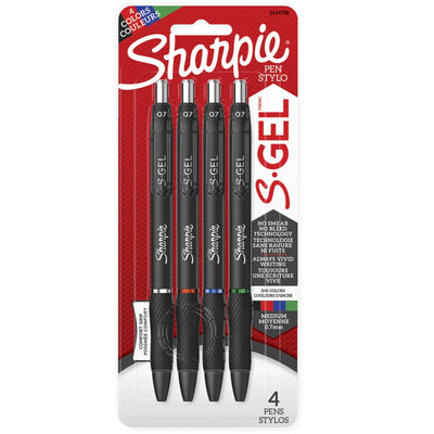 Sharpie S-Gel, Stylos Gel, Pointe Moyenne (0,7 mm), Couleurs Assorties, Paquet de 4