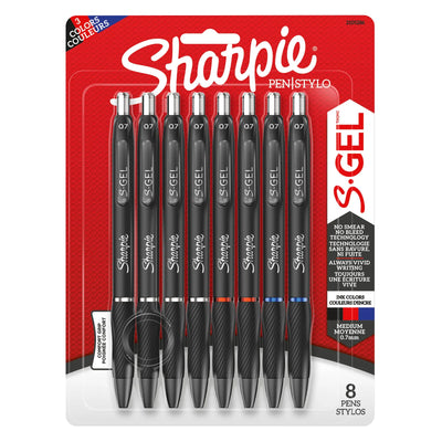 Sharpie S-Gel, Gel Pens, Medium Point (0.7 mm), Assorted Colours, 8 Count