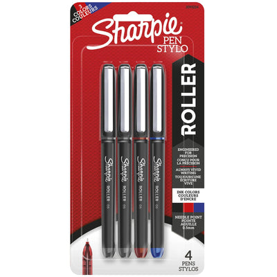 Stylo Rollerball Sharpie 2093224, Pointe Fine de Précision – Couleurs Assorties, Paquet de 4