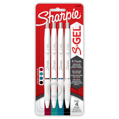 Sharpie 2206098 S-Gel Fashion Barrel Gel Pens – Pearl White, Medium 0.7mm, 4-Pack Assorted