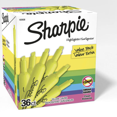 Marqueurs surligneurs Sharpie Tank, pointe biseautée, jaune, 36 unités
