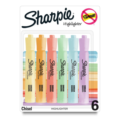 Surligneurs Sharpie Tank, Pointe biseautée, Couleurs pastel douces, Paquet de 6