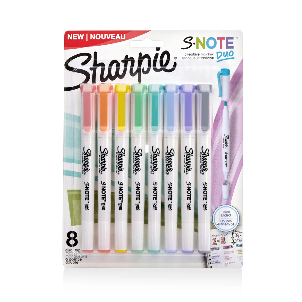 Sharpie S-Note Duo Dual-Ended Creative Markers, Part Highlighter, Part Art Marker, Assorted Colours, Fine and Chisel Tip