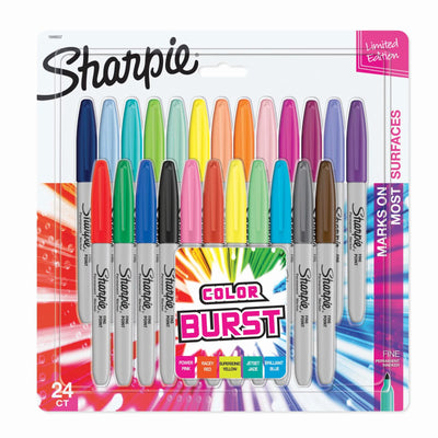 Marqueurs Permanents Sharpie Colour Burst, Pointe Fine, Couleurs Variées, Paquet de 24