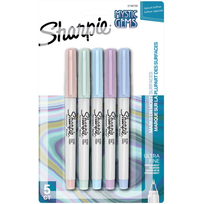 Marqueurs permanents Sharpie, Édition spéciale Mystic Gem, Pointe ultra-fine, Couleurs assorties, Paquet de 5