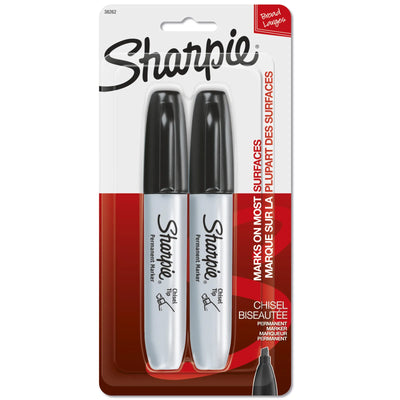 Sharpie Permanent Markers Chisel Tip Black 2 Count (38262PP)