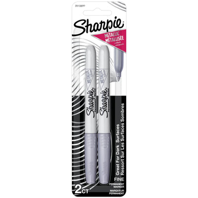 Marqueurs permanents métallisés Sharpie, pointe fine, argent, 2 unités