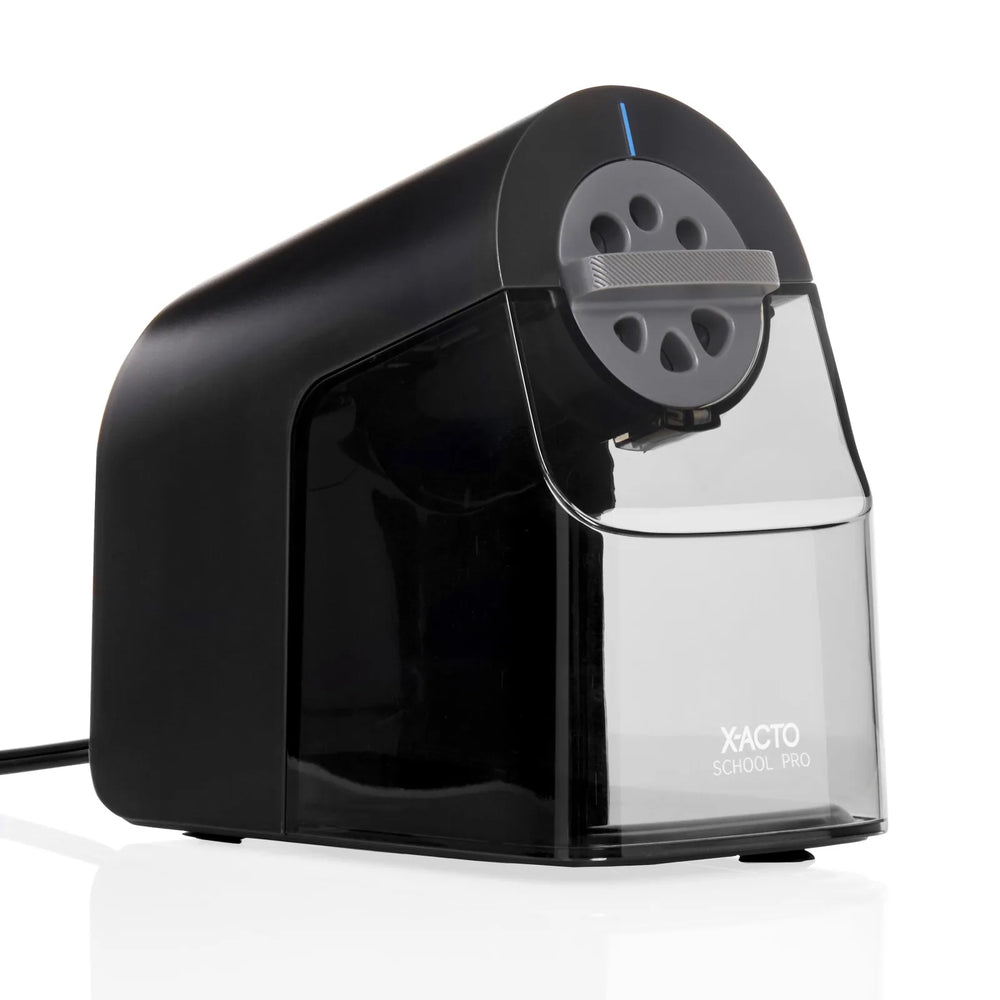 X-ACTO Pencil Sharpener, School Pro Electric Pencil Sharpener, With Six Size Dial, XL Shavings Bin, Black, 1 Count