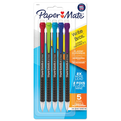 Crayons mécaniques Paper Mate, Write Bros. Classique #2, Idéal pour les tests standardisés, 0,7 mm, 5 unités