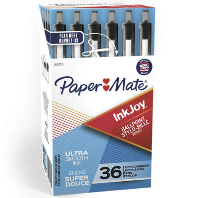 Stylos rétractables Paper Mate InkJoy 300RT, pointe moyenne (1,0 mm), noir, 36 unités