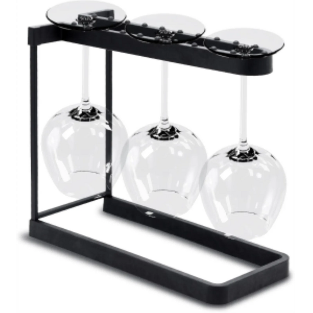 Wine glass rack, charcoal bio composite + stainless steel