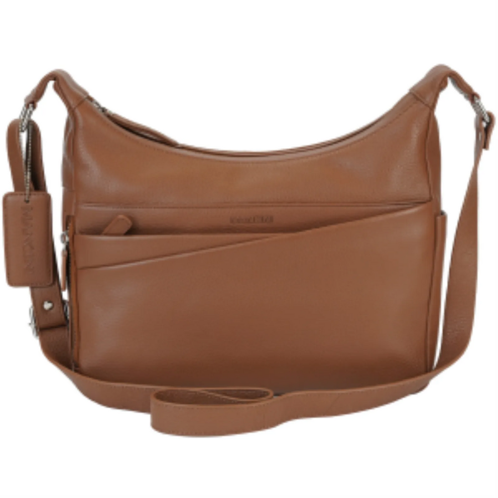 Mancini Leather Goods HBP1081-CAMEL June Crossbody Handbag – Camel Full-Grain Leather