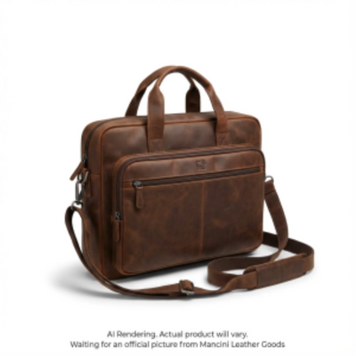 Mancini Buffalo Rfid Secure Single Compartment Briefcase (99-5464-BROWN)