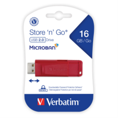 Verbatim 16GB Red Retractable SnG USB Drive (96317)