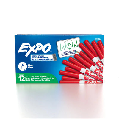 Marqueur effaçable à sec EXPO, encre à faible odeur, rouge, pointe fine, 1 unité