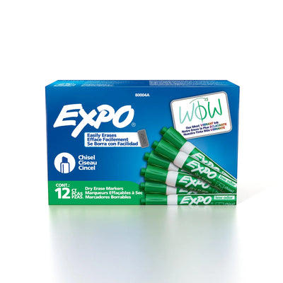 Marqueur effaçable à sec EXPO, encre à faible odeur, vert, pointe biseautée, 1 unité