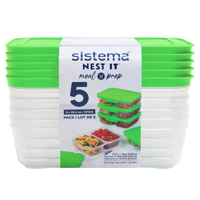 Contenants repas empilables Sistema Nest It, 870 mL, vert, 5 pièces (59165)