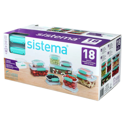 Sistema Klip It Food Storage Containers, Teal, 18-Piece Set (62601)