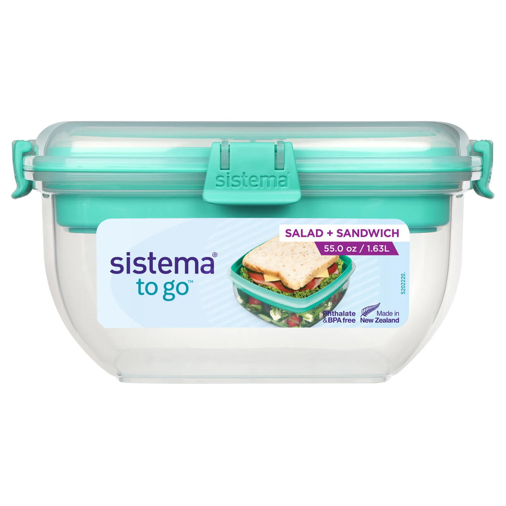 Sistema To Go Salad + Sandwich Lunch Box, 1.65 L, Colour May Vary, 1 Pack