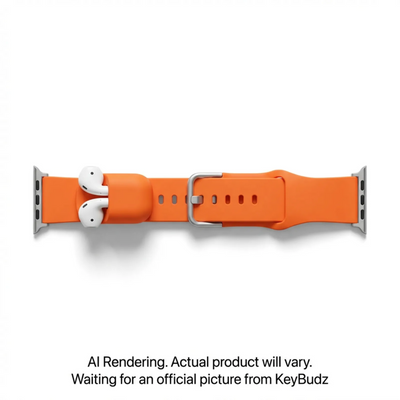KeyBudz Sync+ Series FKM Bracelet pour Apple Watch et Station d'accueil pour AirPod Orange Électrique (Grand) (AW_S7L_ELO)
