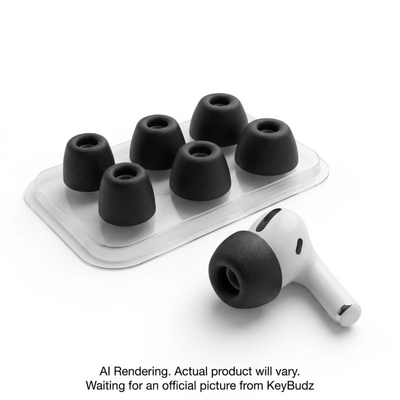 KeyBudz HyperFoam Comfort Series Memory Foam Tips for AirPods Pro 3rd Gen Black - All Sizes (APP3_S11_BLK_AS)