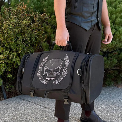 Sac de voyage fourre-tout brodé de tête de mort
