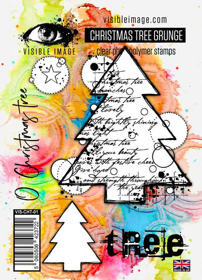 Visible Image Christmas Tree Grunge - A6 Stamp Set