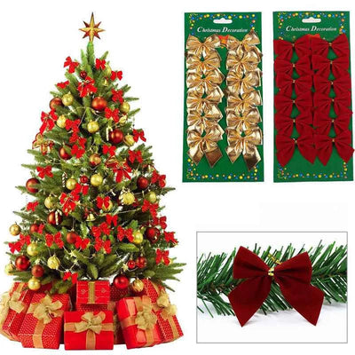 Christmas Tree Bow Ornaments, Festive Holiday Ribbon Decorations