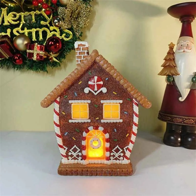 Décoration de bonhomme en pain d'épices de Noël - Figurine en résine lumineuse des Fêtes