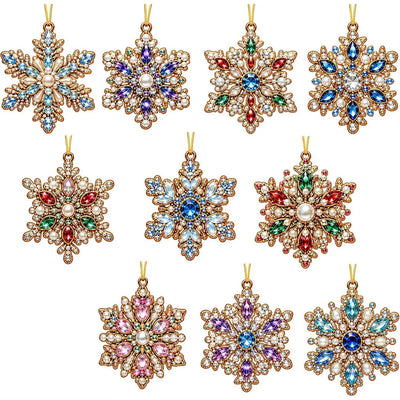 Ensemble de 10 ornements suspendus de Noël en acrylique – Décorations de Fêtes colorées en diamants de résine