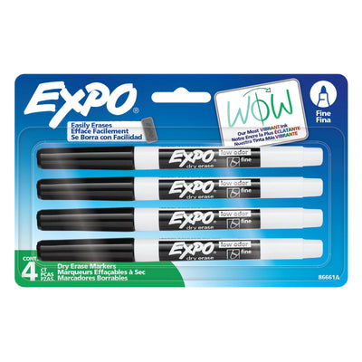 Expo Low Odour Ink Dry Erase Markers Black Fine Tip 4 Count (86661A)