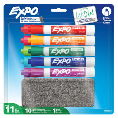 Expo Dry Erase Markers Kit Chisel Tip Assorted Colours Eraser 11 Count (1946429A)