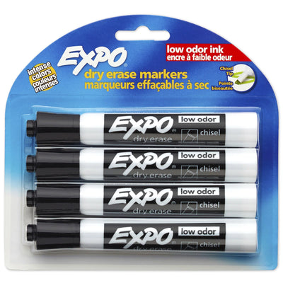 Expo Dry Erase Markers, Black, Chisel Tip, 4 Count (80661A)