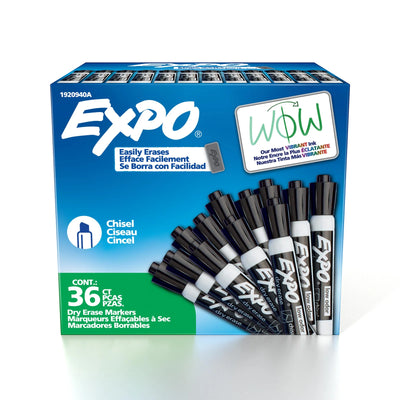 Expo Dry Erase Markers, Black, Chisel Tip, 36 Count (1920940A)