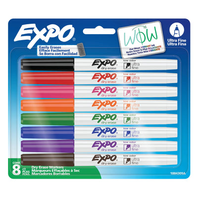 Expo Dry Erase Markers, Assorted Colours, Ultra Fine Tip, 8 Count (1884309A)