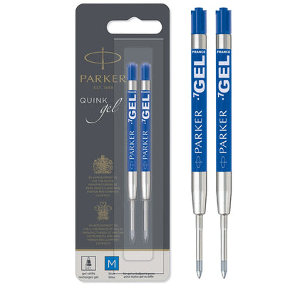 Parker Gel Pen Refill, Medium Tip (0.7mm), Blue QUINK Ink - 2 Count (1950364)