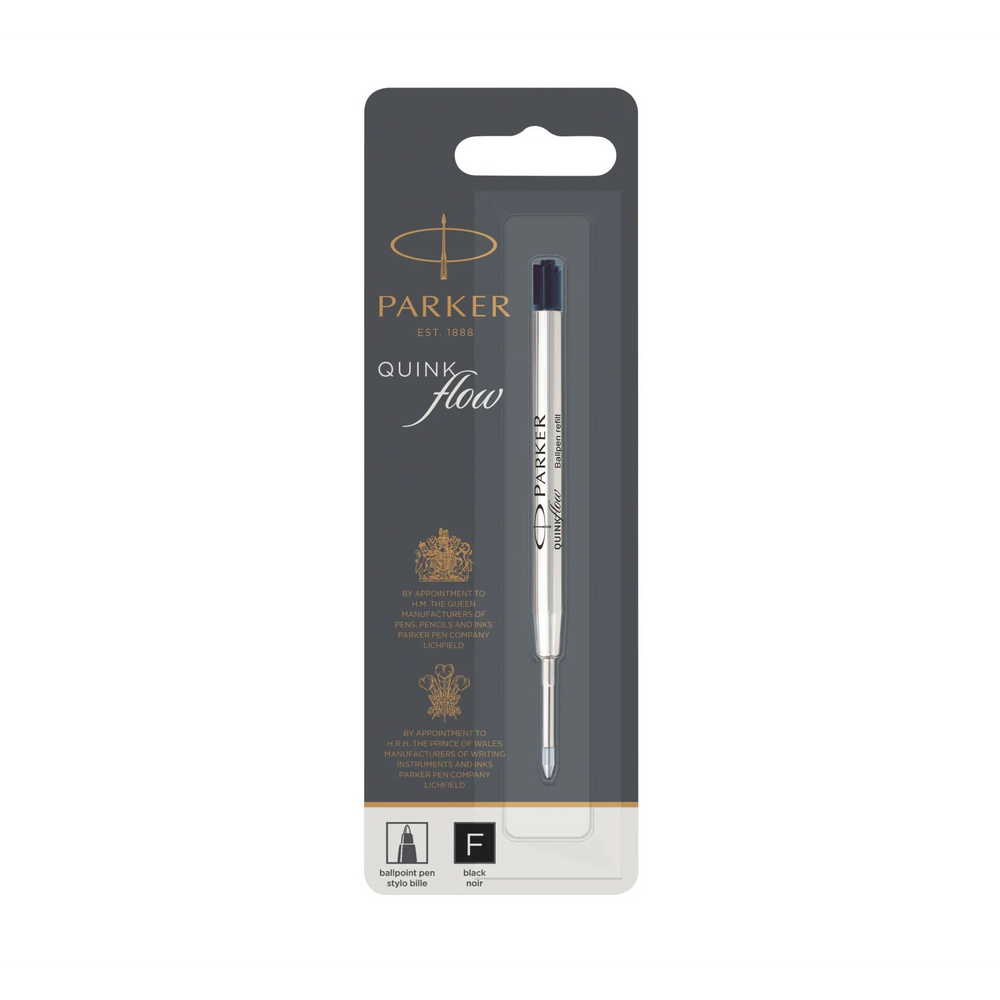 Parker Ballpoint Pen Refill, Fine Tip, Black QUINKflow Ink, 1 Count