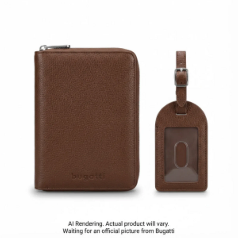 Bugatti Gift Giving Passport Holder + Luggage Tag Pu