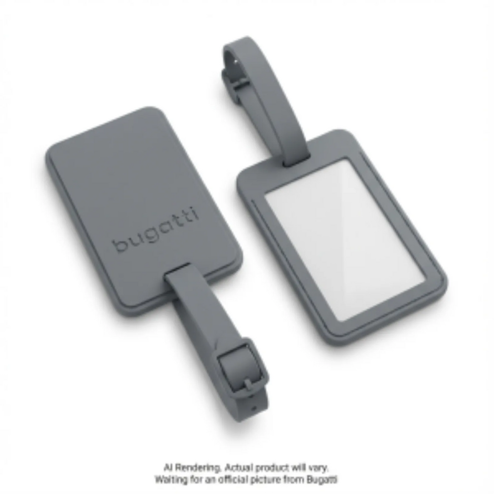Bugatti TAC2637BU-GREY 2-Piece Rubber Luggage Tag Set – Durable Grey Travel ID Tags with Buckle Strap