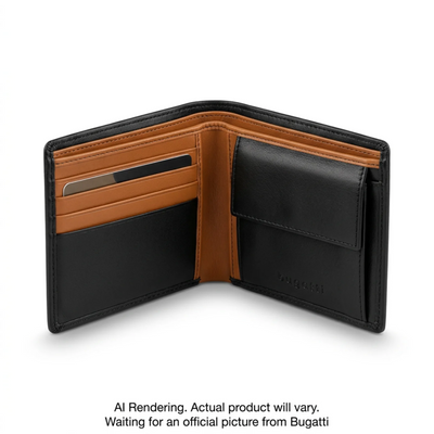 Bugatti Men's Camden Wallet - Goat Nappa Leather - Black and Tan (MWL2789BU-BLACKT)