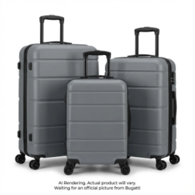Bugatti 3-Piece Hardside Luggage Set - Grey (Carry-on, Medium, Large) (HLG6103BU-GREY)