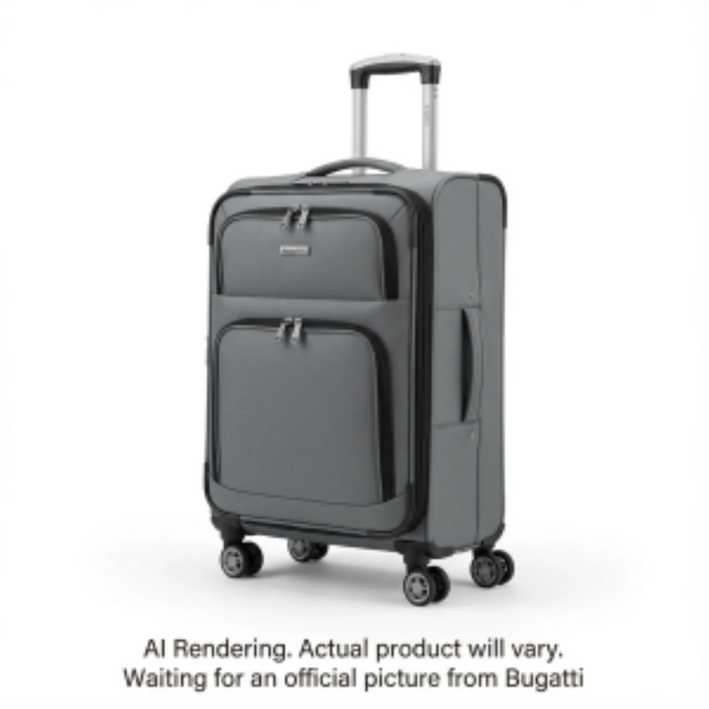 Bugatti Havana Lightweight Carry-On Luggage in Grey – Polyester Soft-Side Spinner with 360-Degree Wheels SLG1620BU