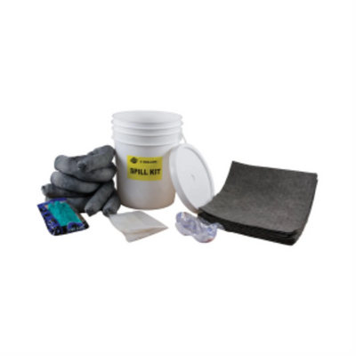 Globe Universal 5 Gallon Spill Kit with Pail - Includes 10 Pads, 3 Socks, Gloves, Goggles, Bag (7512)